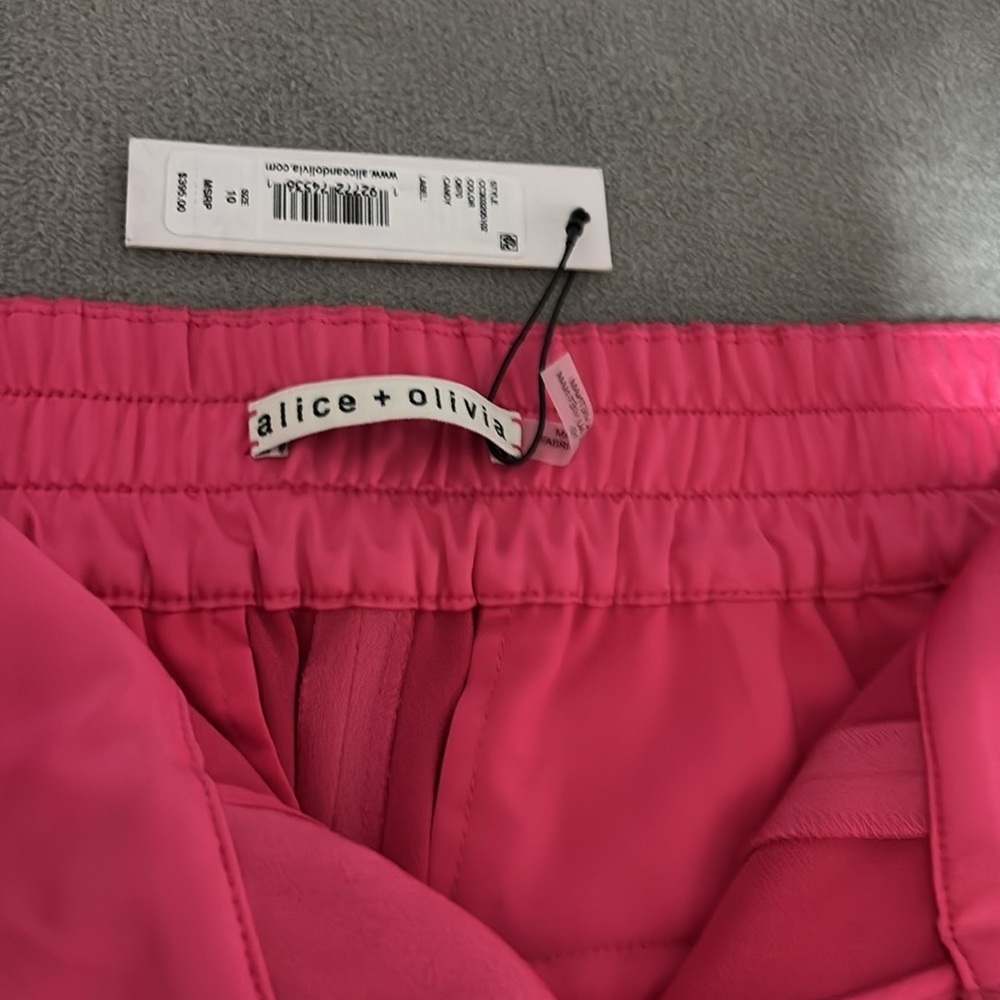 NWT Alice + Olivia Elegant Pink Women's satin Pants - Picture 6 of 13